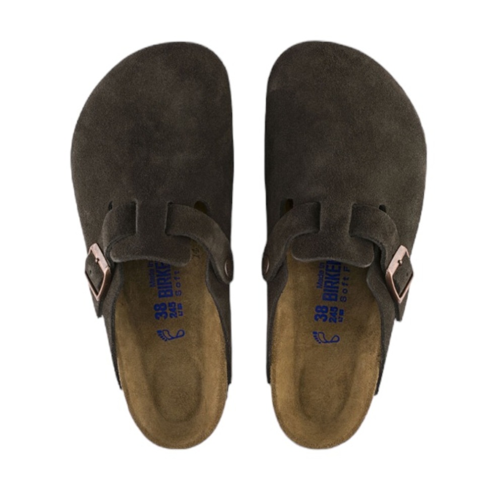 Birkenstock - Boston Clogs Soft Footbed Suede Leather in Mocha Sz 39